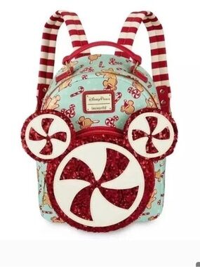 Loungefly Mint, Red & Cream Peppermint Mouse Mini Backpack